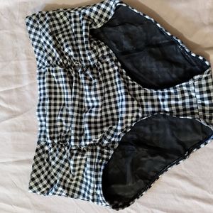 Retro pin up high waisted bikini bottom, black white checkered
